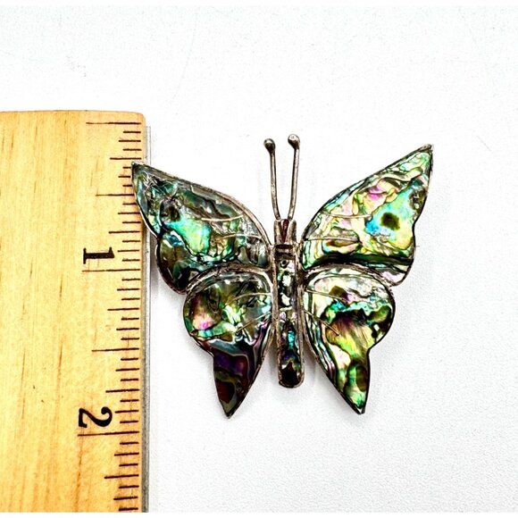 Vintage Sterling Silver & Abalone Made in Mexico Butterfly Brooch - Picture 6 of 6